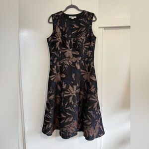 Kay Unger Black and Gold Textured Dress